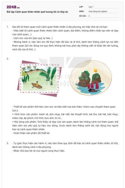 Bài tập Cảnh quan thiên nhiên quê hương tôi có đáp án