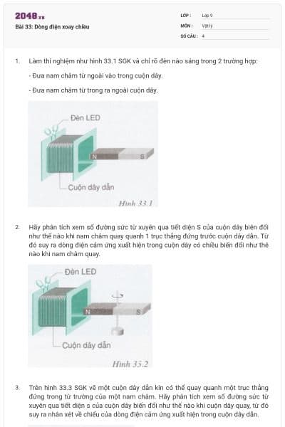 Bài 33: Dòng điện xoay chiều