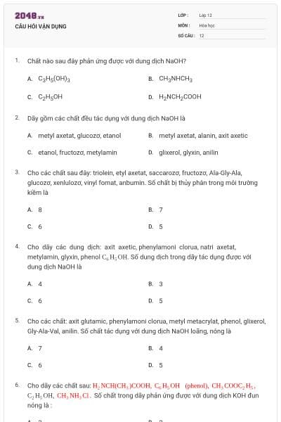 CÂU HỎI VẬN DỤNG