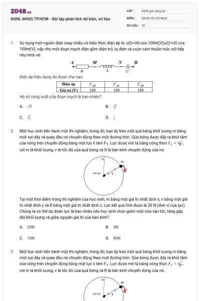 ĐGNL ĐHQG TP.HCM - Bài tập phân tích dữ kiện, số liệu