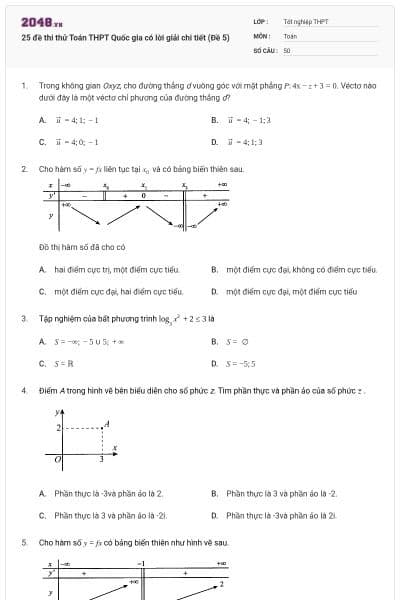 25 đề thi thử Toán THPT Quốc gia có lời giải chi tiết (Đề 5)