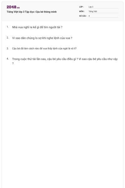 Tiếng Việt lớp 3 Tập đọc: Cậu bé thông minh