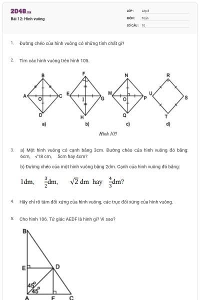 Bài 12: Hình vuông
