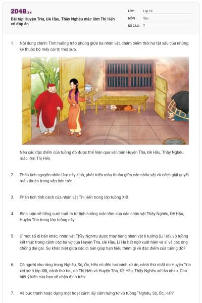Bài tập Huyện Trìa, Đề Hầu, Thầy Nghêu mắc lỡm Thị Hến có đáp án