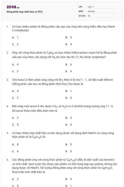 Đồng phân hợp chất hữu cơ (P2)