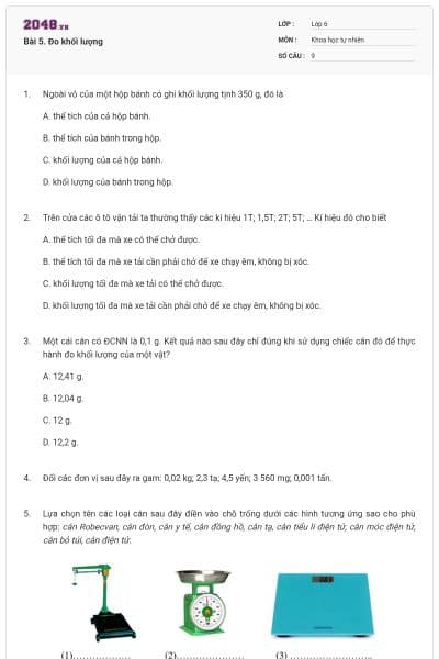 Bài 5. Đo khối lượng