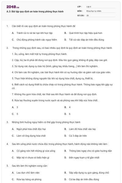 A.3: Bài tập quy định an toàn trong phòng thực hành