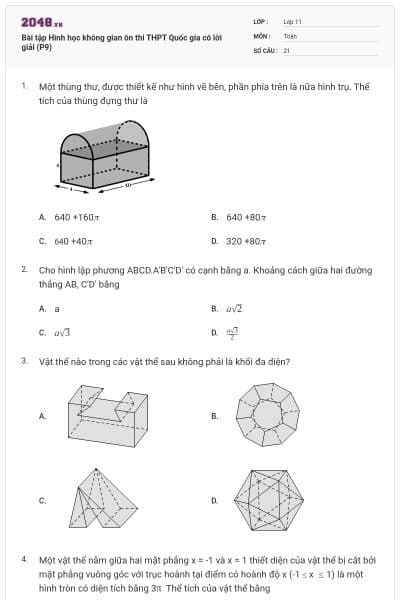 Bài tập Hình học không gian ôn thi THPT Quốc gia có lời giải (P9)