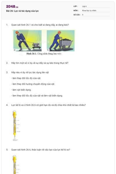 Bài 26: Lực và tác dụng của lực