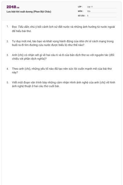 Lưu biệt khi xuất dương (Phan Bội Châu)