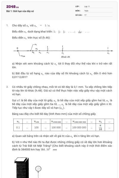 Bài 1: Giới hạn của dãy số