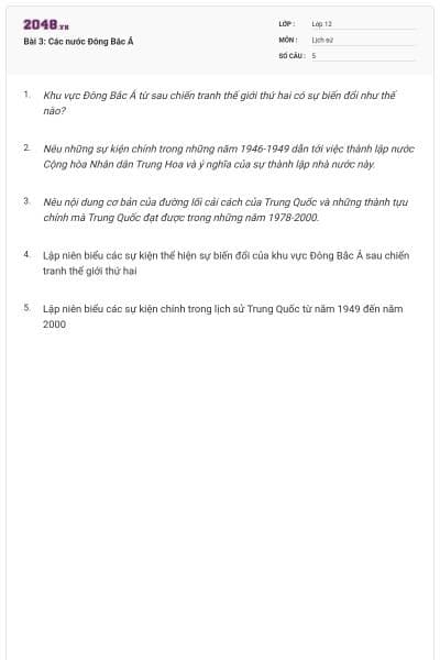Bài 3: Các nước Đông Bắc Á