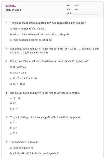 Bài tự luyện số 1