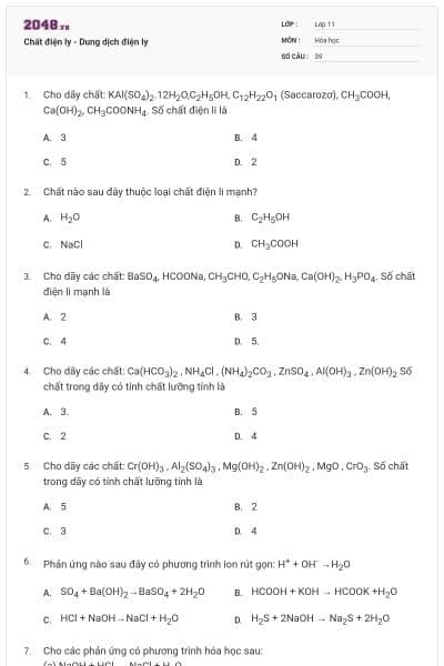 Chất điện ly - Dung dịch điện ly