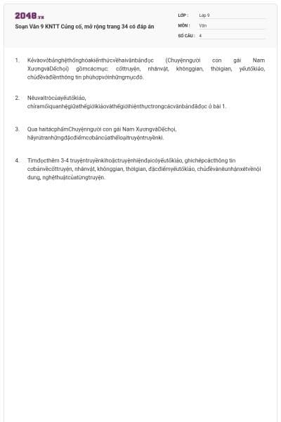 Soạn Văn 9 KNTT Củng cố, mở rộng trang 34 có đáp án