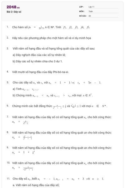 Bài 2: Dãy số