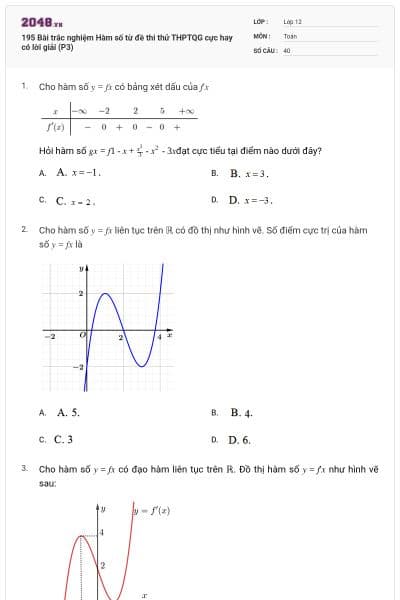 195 Bài trắc nghiệm Hàm số từ đề thi thử THPTQG cực hay có lời giải (P3)