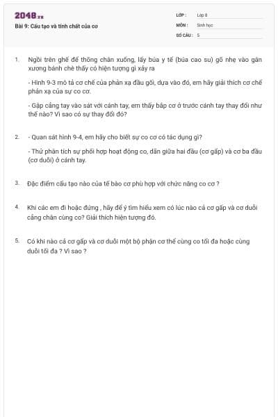 Bài 9: Cấu tạo và tính chất của cơ