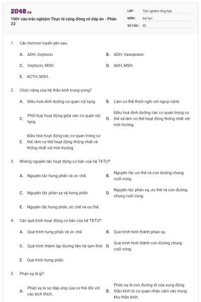 100+ câu trắc nghiệm Thực tế cộng đồng có đáp án - Phần 23