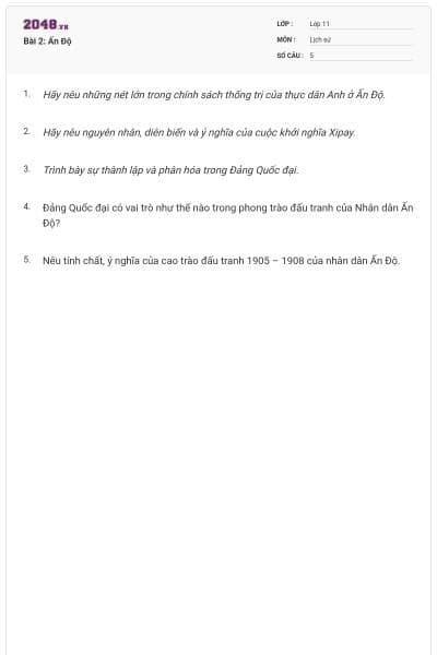 Bài 2: Ấn Độ