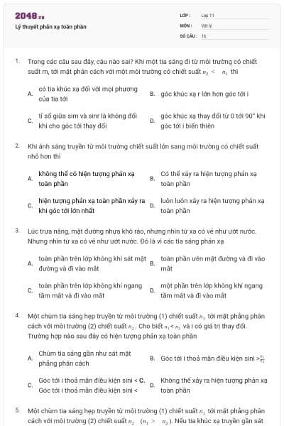 Lý thuyết phản xạ toàn phần