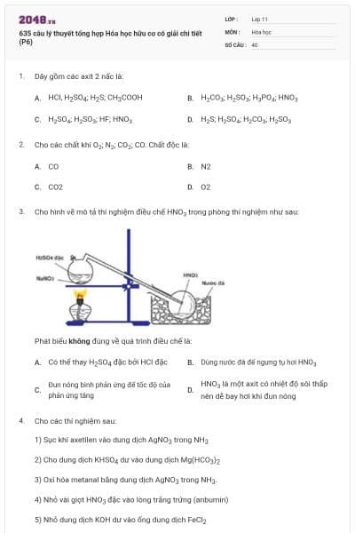 635 câu lý thuyết tổng hợp Hóa học hữu cơ có giải chi tiết (P6)