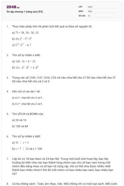 Ôn tập chương 1 (nâng cao) (P2)