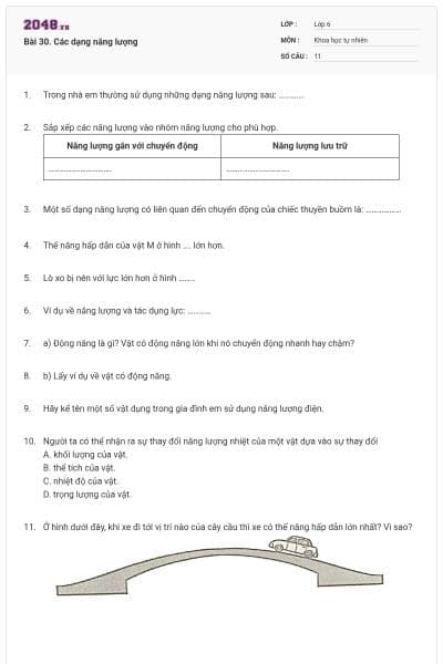 Bài 30. Các dạng năng lượng