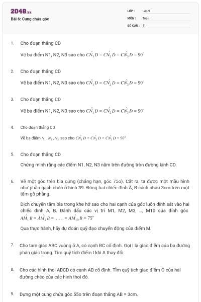 Bài 6: Cung chứa góc