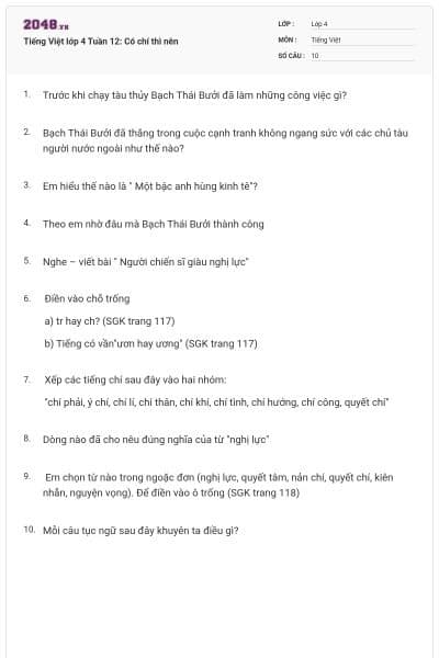 Tiếng Việt lớp 4 Tuần 12: Có chí thì nên