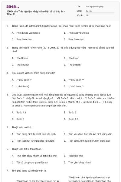 1000+ câu Trắc nghiệm Nhập môn điện tử có đáp án - Phần 31