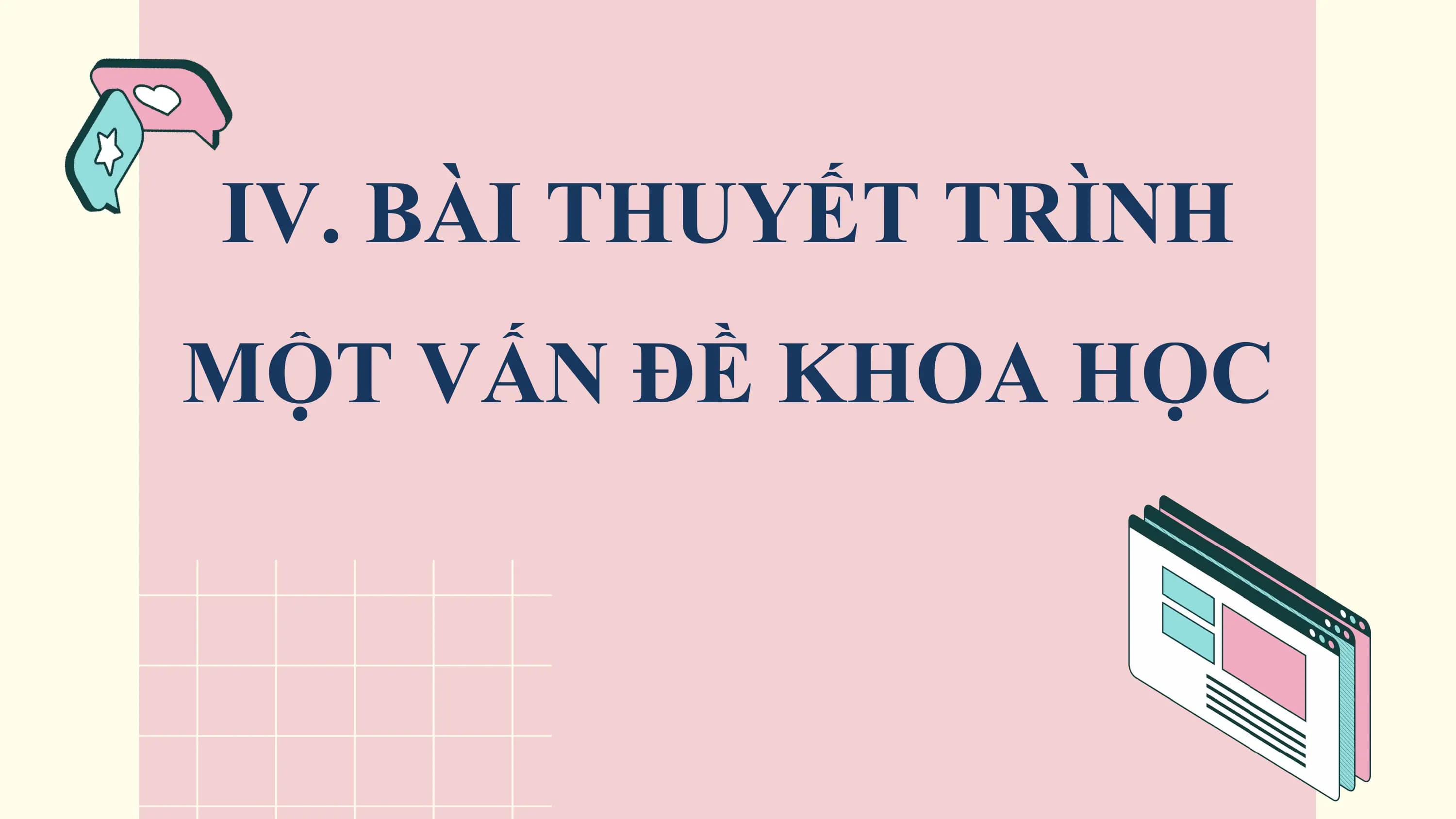 IV. BÀI THUYẾT TRÌNH
MỘT VẤN ĐỀ KHOA HỌC