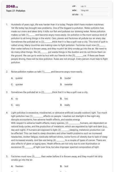 Topic 27: Pollution