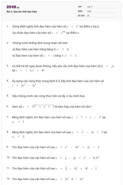Bài 2: Quy tắc tính đạo hàm