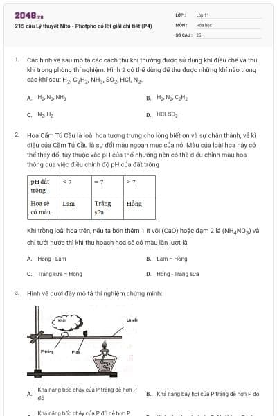 215 câu Lý thuyết Nito - Photpho có lời giải chi tiết (P4)