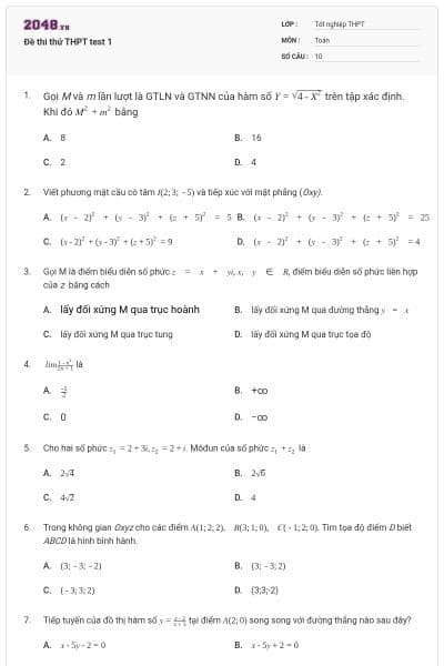 Đề thi thử THPT test 1