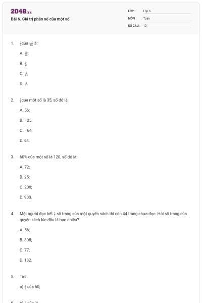 Bài 6. Giá trị phân số của một số