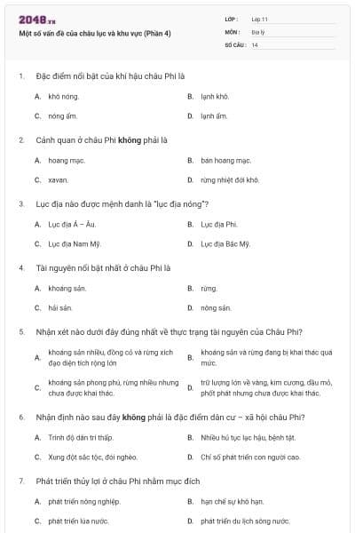 Một số vấn đề của châu lục và khu vực (Phần 4)