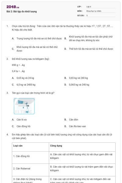 Bài 2: Bài tập đo khối lượng