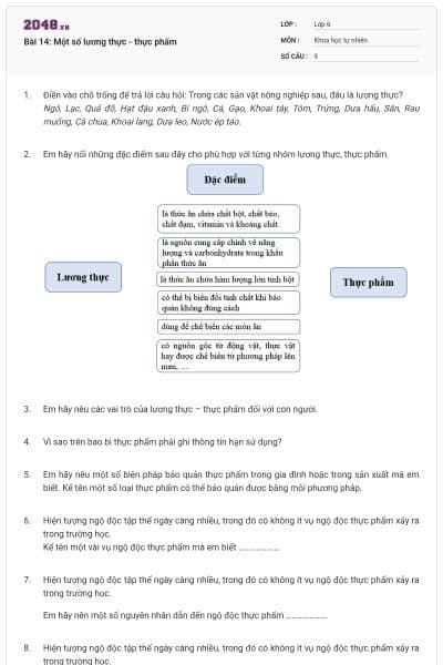 Bài 14: Một số lương thực - thực phẩm