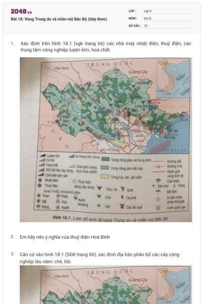 Bài 18: Vùng Trung du và miền núi Bắc Bộ (tiếp theo)