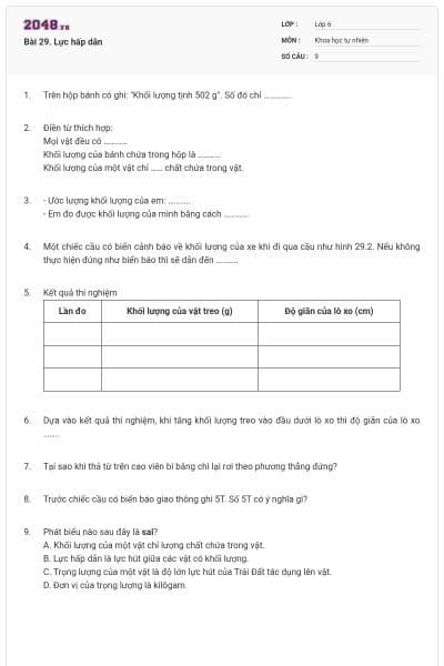 Bài 29. Lực hấp dẫn