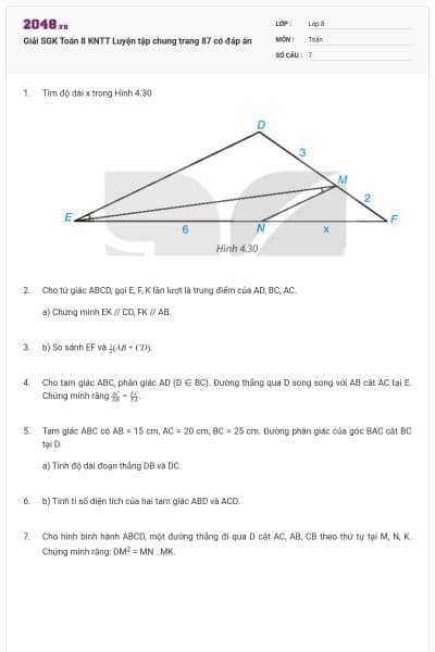 Giải SGK Toán 8 KNTT Luyện tập chung trang 87 có đáp án