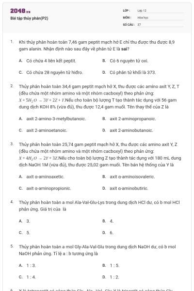 Bài tập thủy phân(P2)