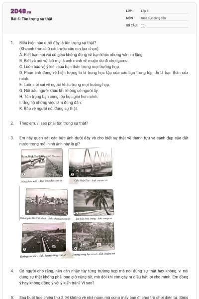 Bài 4: Tôn trọng sự thật