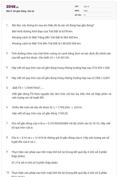 Bài 5: Số gần đúng. Sai số