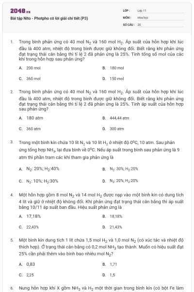 Bài tập Nito - Photpho có lời giải chi tiết (P3)