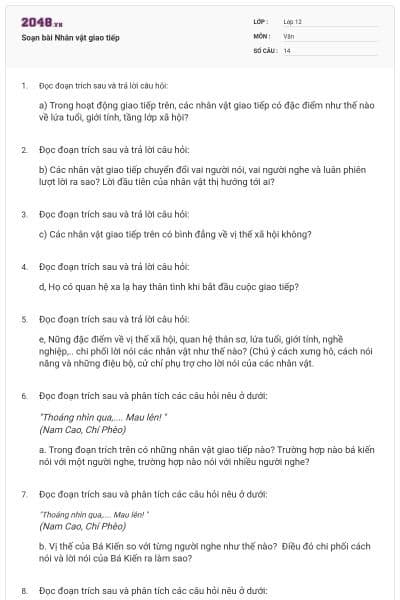 Soạn bài Nhân vật giao tiếp