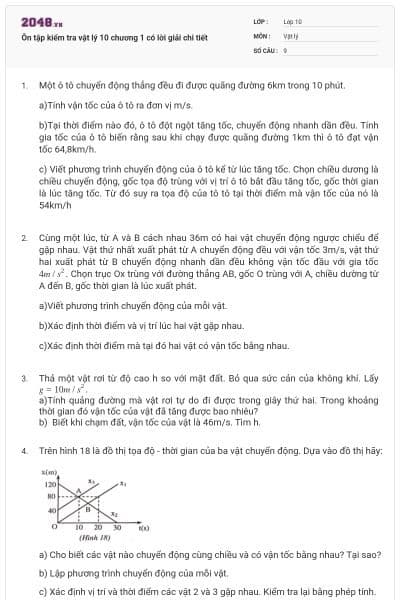 Ôn tập kiểm tra vật lý 10 chương 1 có lời giải chi tiết