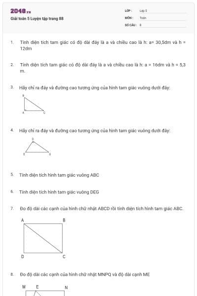 Giải toán 5 Luyện tập trang 88